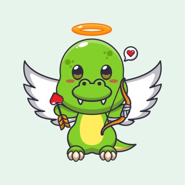 Sevimli dino aşk romanı karakteri elinde aşk oku tutuyor..