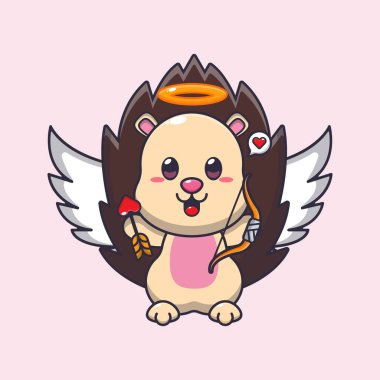 Sevimli kirpi aşk romanı karakteri elinde aşk oku tutuyor..