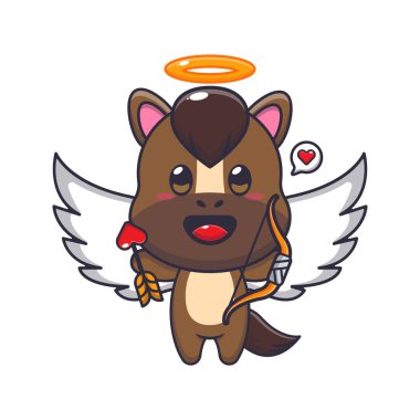 Sevimli at sevdalısı çizgi film karakteri elinde aşk oku tutuyor..