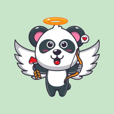 Sevimli panda aşk oku tutan sevimli karikatür karakteri.