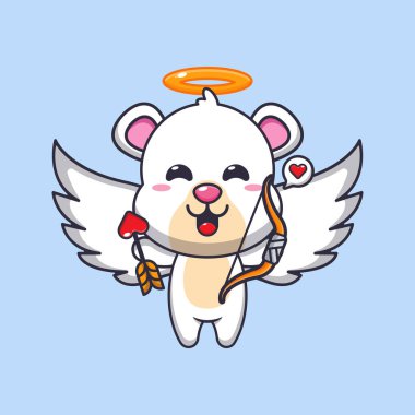 Sevimli kutup ayısı aşk oku tutan sevimli çizgi film karakteri..