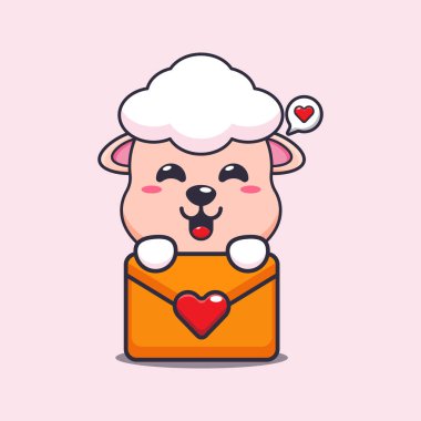 Aşk mesajlı şirin koyun çizgi film karakteri. 