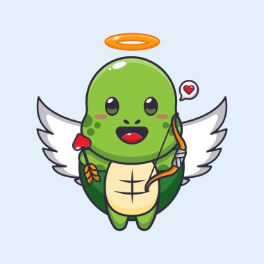 Sevimli kaplumbağa aşk romanı karakteri elinde aşk oku tutuyor..