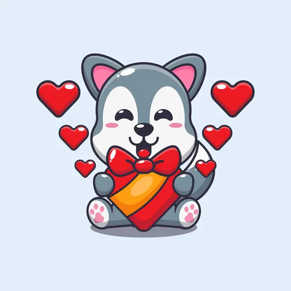 Cute Wolf Happy Love Gift Valentine Day — Stock Vector