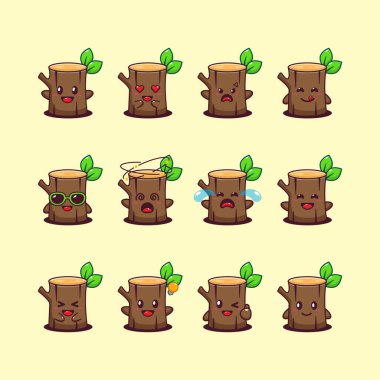 şirin ahşap çizgi film karakter vektör çizimi.