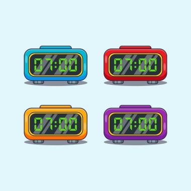 Dijital Saat Çizgi Filmi Vektör İllüstrasyonu.