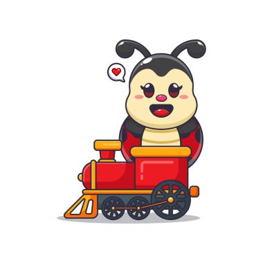 Tatlı uğur böceği maskotu trende karakter gezisi