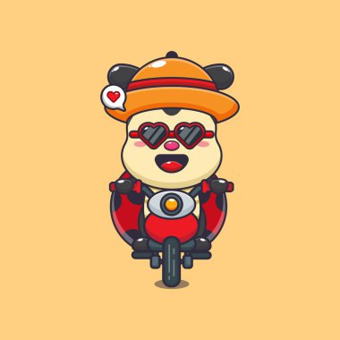 Yaz günü motosiklet süren güneş gözlüklü havalı uğur böceği.