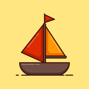 Teknenin karikatür vektör çizimi.