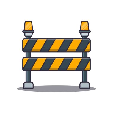 Yol bariyerinin çizgi film vektör illüstrasyonu.