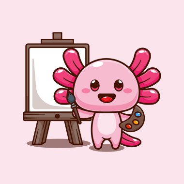 Axolotl tuvale resim yapmak istiyor.