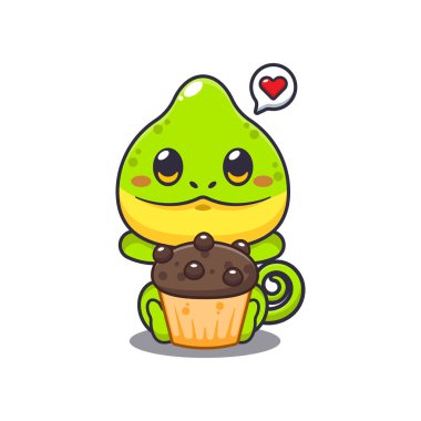 Fincanlı bukalemun vektör çizimi