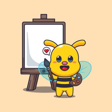 Şirin arı, tuval karikatür çizimi yapmak istiyor.