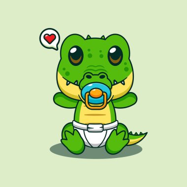 Bebek timsah vektör çizim karikatür