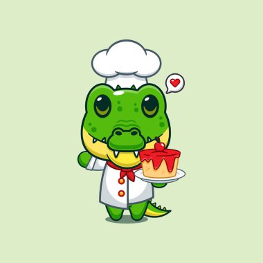 Şef timsah maskotu, pastalı çizgi film karakteri.