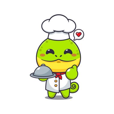 Şef Bukalemun maskot çizgi film karakteri.