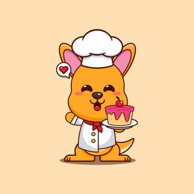 Şef kanguru maskotu, pastalı çizgi film karakteri.