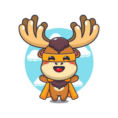 Süper geyik çizgi film vektör çizimi. 