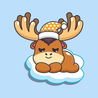 Geyik uykusu çizgi film vektör çizimi.