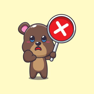 Ayı maskotu karakter çizimi yanlış işaret ile.