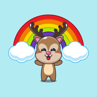 geyik maskotu karakter çizimi gökkuşağı çizimi.