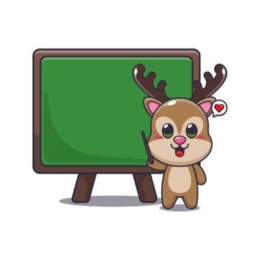 geyik maskotu karatahta ile karakter çizimi