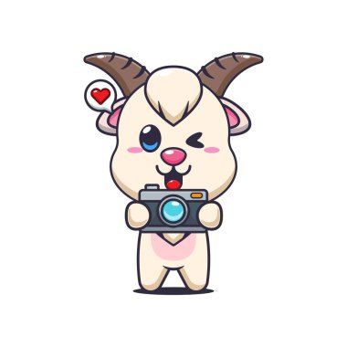 Kamera ile keçi maskotu karakter çizimi