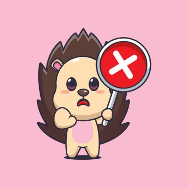 Kirpi maskotu çizgi film karakteri çizimi yanlış işaret ile