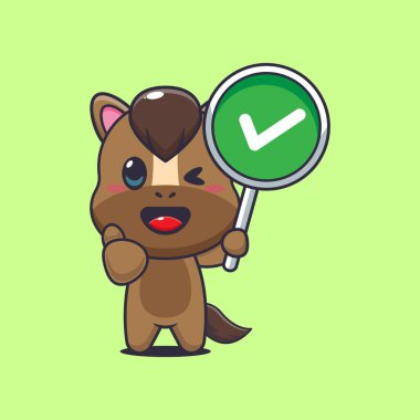 at maskotu çizgi film karakteri çizimi doğru işaret ile