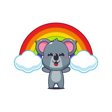 Gökkuşaklı Koala karikatür vektör çizimi