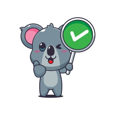 Koala çizgi film vektör çizimi ve doğru işaret