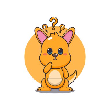 Kanguru çizgi filmi vektör illüstrasyonunun kafası karışmış.