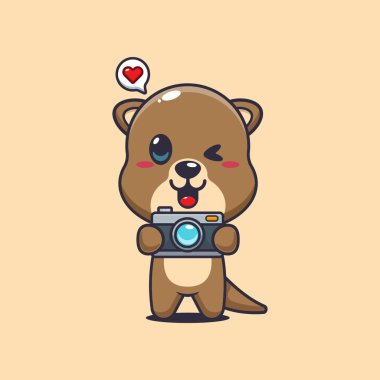 Kameralı Susamuru çizgi film vektör çizimi