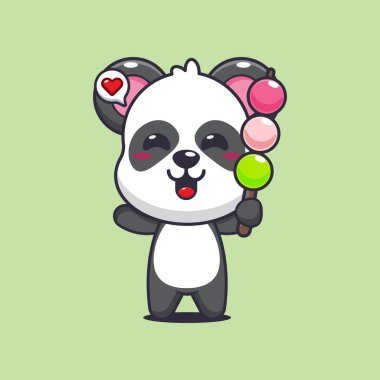 Panda çizgi film vektör illüstrasyon yeme dang