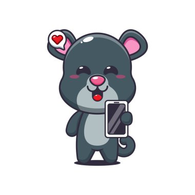 Mobil fonlu Panther karikatür vektör çizimi