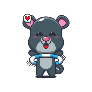 Panter karikatür vektör çizimi hula hoo oynuyor