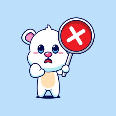 Kutup ayısı karikatür vektör çizimi ve yanlış sig