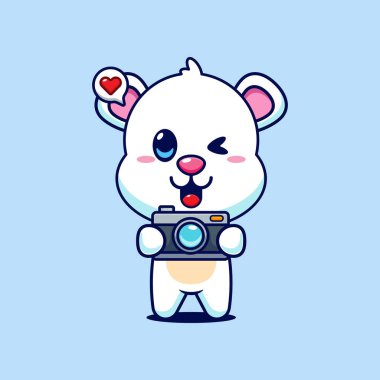 Kameralı Kutup Ayısı karikatür vektör çizimi