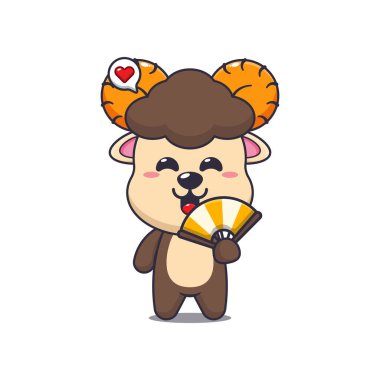 El vantilatörlü şirin çizgi film vektör illüstrasyonu