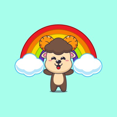 Gökkuşaklı şirin çizgi film vektör çizimi