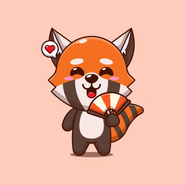 El vantilatörlü şirin kırmızı panda çizimi