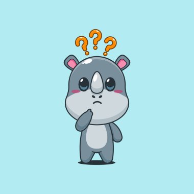 Şirin gergedan çizgi film vektör çizimi karıştırılmış.