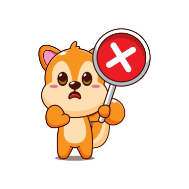 Yanlış işaretli şirin sincap karikatür vektör çizimi