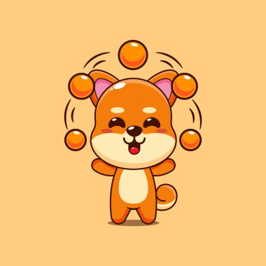 Şirin shiba inu çizgi film vektör çizimi taşaklı sirk cazibesi