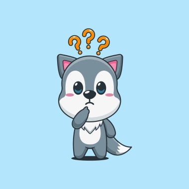 Şirin kurt çizgi film vektör illüstrasyonunun kafası karışmış