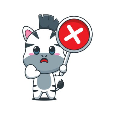 Yanlış işaretli şirin zebra çizgi film vektör çizimi