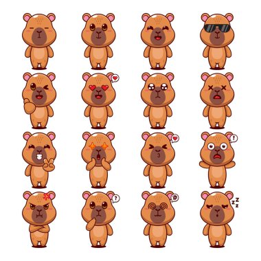 Şirin Capybara Çizgi Film Maskot Karakteri İllüstrasyonu