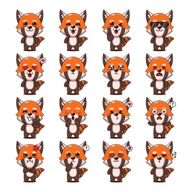 Şirin Kırmızı Panda Çizgi Filmi Maskot Karakteri Çizimi