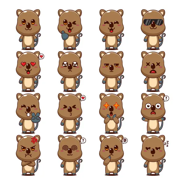 Bir dizi şirin kuokka çizgi film karakteri çizimi.