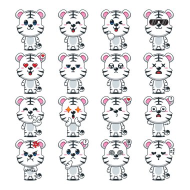 Beyaz kaplan çizgi film karakteri çizimleri..